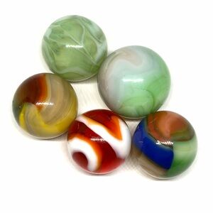 Vintage / Antique RARE Toy Art Glass Marbles Lot of 5 EXCELLENT CONDITION